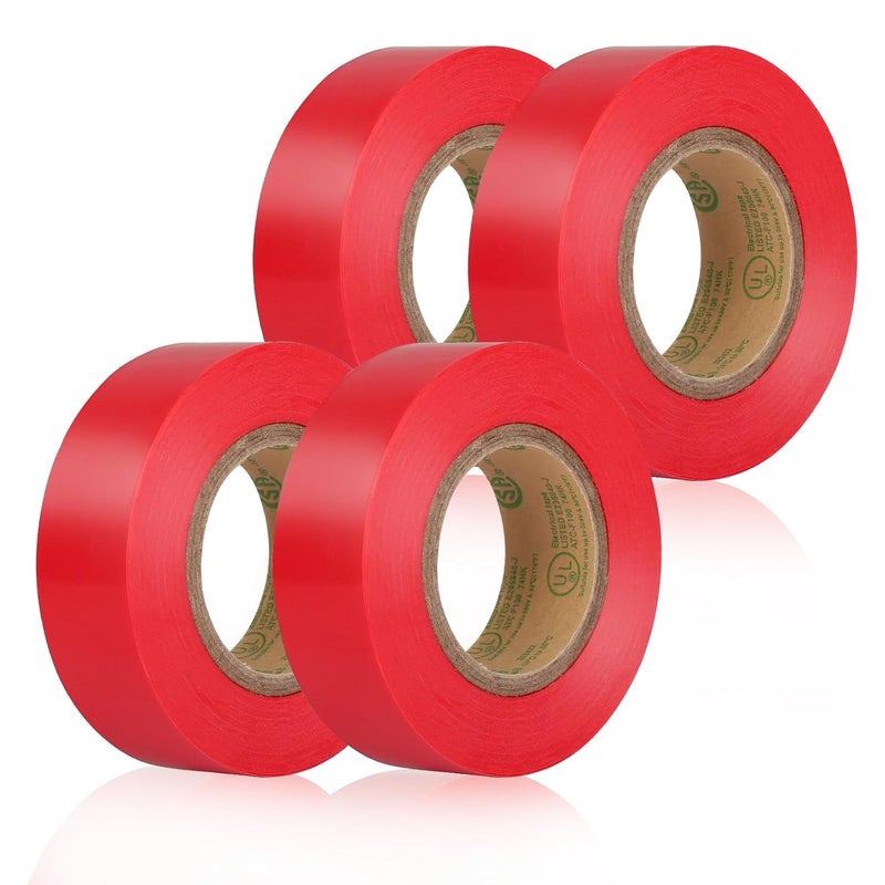 G GEYYANG GEYYANG Red Electrical Tape, Professional Grade UL Approved, 4 Pack Multipurpose Electrical Tape for Home Improvement Electrical Equipment, 0.7in X 33ft PVC Electric Insulating Tape - Image 1